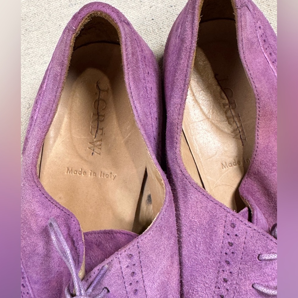 JCREW Lavender Suede Oxford Shoes - Stylish Lace-Up Flats Size 9 - Picture 7 of 7